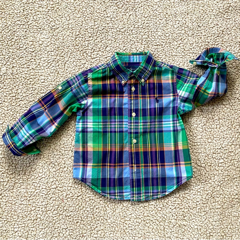 🐻 2/$25 • HP!! 🥳 Ralph Lauren | Cute Plaid Button Down • 24 Months